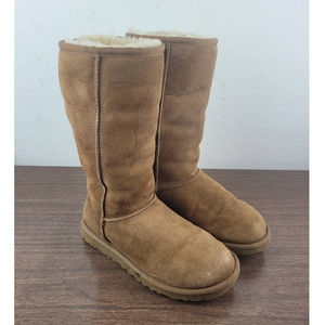 UGG Classic Tall Chestnut Suede Leather Sheepskin Warm Winter Boots 5815 Size 5